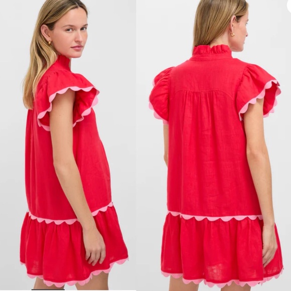 NWT Tuckernuck Hibiscus Red Linen Bella Dress Size S - Picture 2 of 16